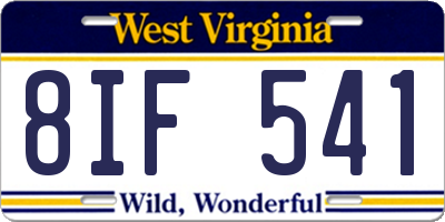 WV license plate 8IF541