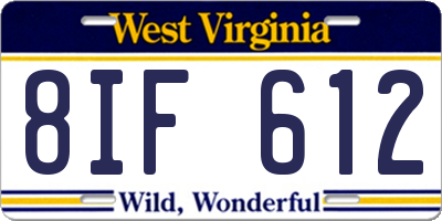 WV license plate 8IF612