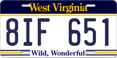 WV license plate 8IF651
