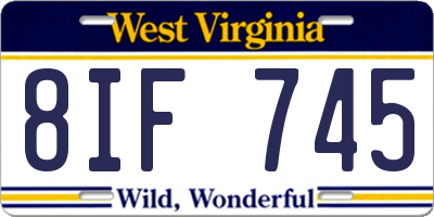 WV license plate 8IF745