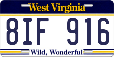 WV license plate 8IF916