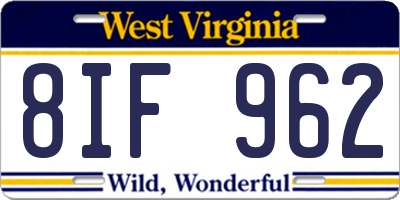 WV license plate 8IF962