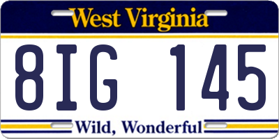 WV license plate 8IG145