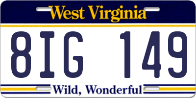 WV license plate 8IG149