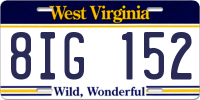WV license plate 8IG152