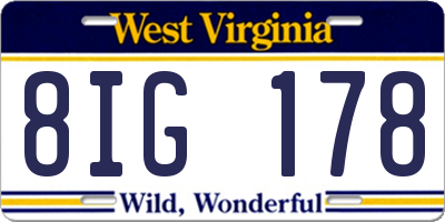 WV license plate 8IG178