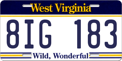 WV license plate 8IG183