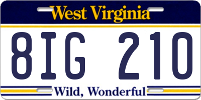 WV license plate 8IG210
