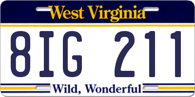 WV license plate 8IG211