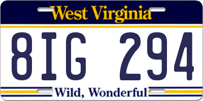 WV license plate 8IG294