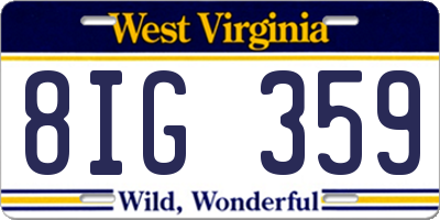 WV license plate 8IG359