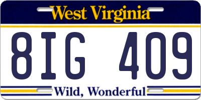 WV license plate 8IG409
