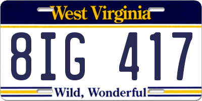 WV license plate 8IG417