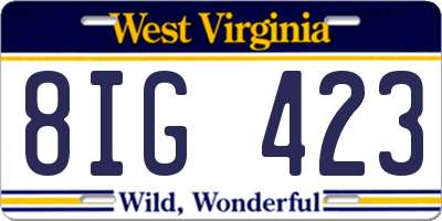 WV license plate 8IG423