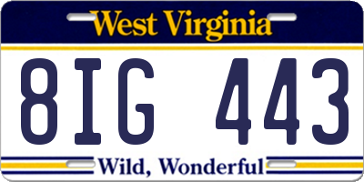 WV license plate 8IG443