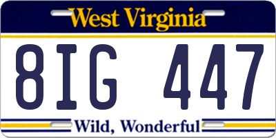 WV license plate 8IG447