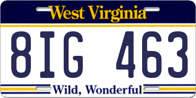 WV license plate 8IG463