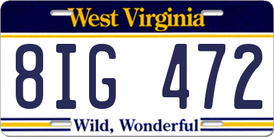 WV license plate 8IG472