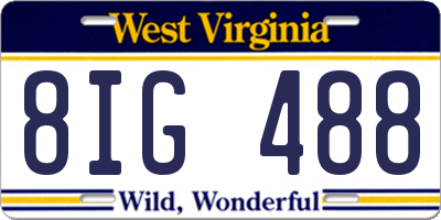 WV license plate 8IG488
