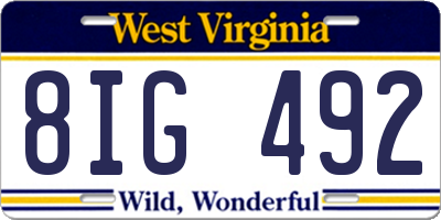 WV license plate 8IG492