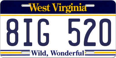 WV license plate 8IG520