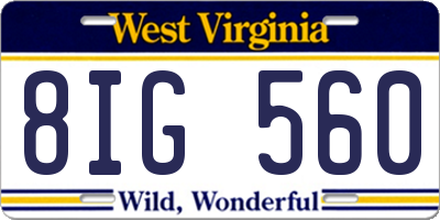 WV license plate 8IG560