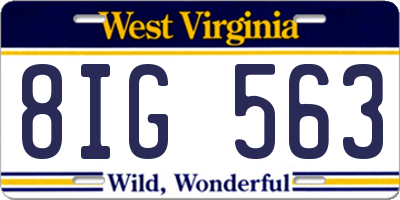 WV license plate 8IG563