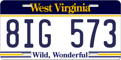 WV license plate 8IG573