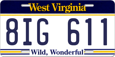 WV license plate 8IG611