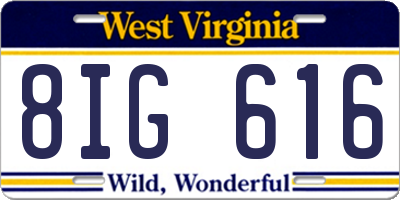 WV license plate 8IG616