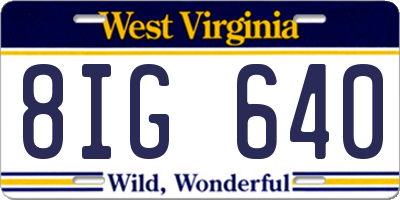 WV license plate 8IG640
