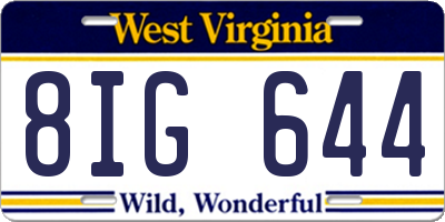 WV license plate 8IG644