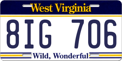 WV license plate 8IG706