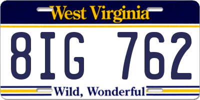WV license plate 8IG762