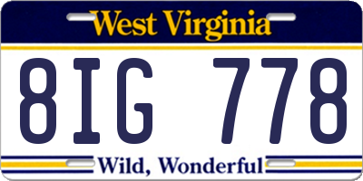 WV license plate 8IG778