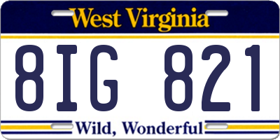 WV license plate 8IG821