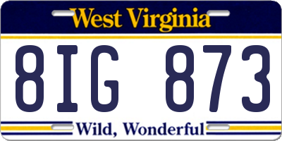WV license plate 8IG873