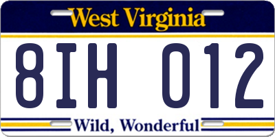 WV license plate 8IH012