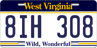 WV license plate 8IH308