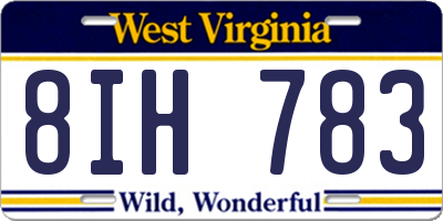 WV license plate 8IH783