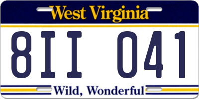 WV license plate 8II041