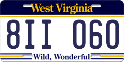 WV license plate 8II060