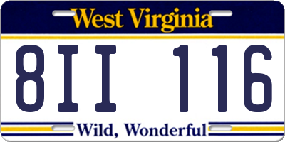 WV license plate 8II116