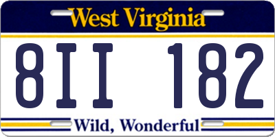 WV license plate 8II182