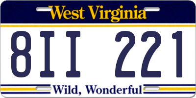 WV license plate 8II221