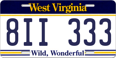 WV license plate 8II333