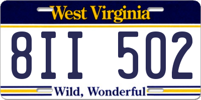 WV license plate 8II502