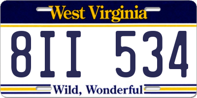 WV license plate 8II534