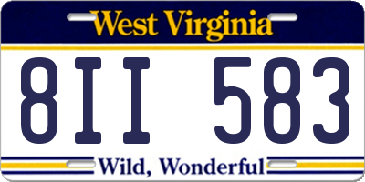 WV license plate 8II583