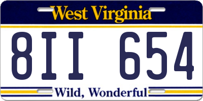 WV license plate 8II654